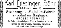 Adolf Diesinger Majolikafabrik & Karl Diesinger 12-4-24-1